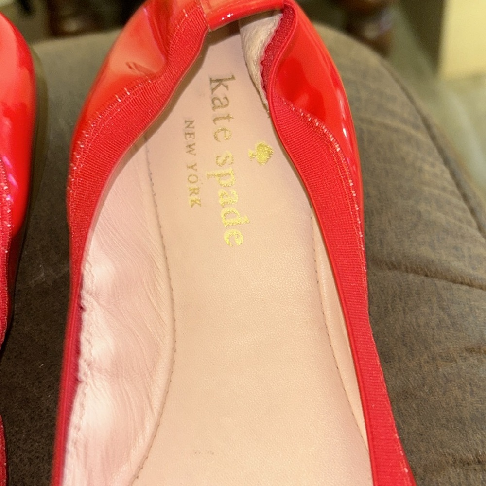New Kate Spade ♠️ red Ballerina Flats with front bow - Picture 5 of 12